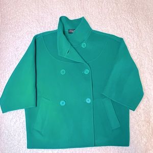 Talbot’s Green Wool Double Breasted 3/4 Sleeve Bolero Cropped Blazer Jacket Sz 4